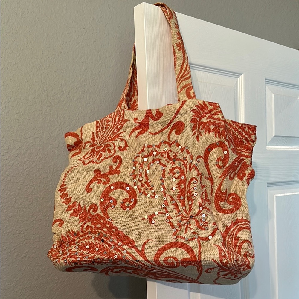 Murval Orange and Cream Paisley Tote Bag